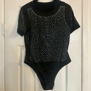 NWOT Boutique Black Studded Bodysuit